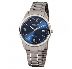 티타늄 링크 스트랩과 티타늄 케이스가 포함된 REGENT 남성용 시계 직경 36mm 석영 아라비아 숫자 날짜