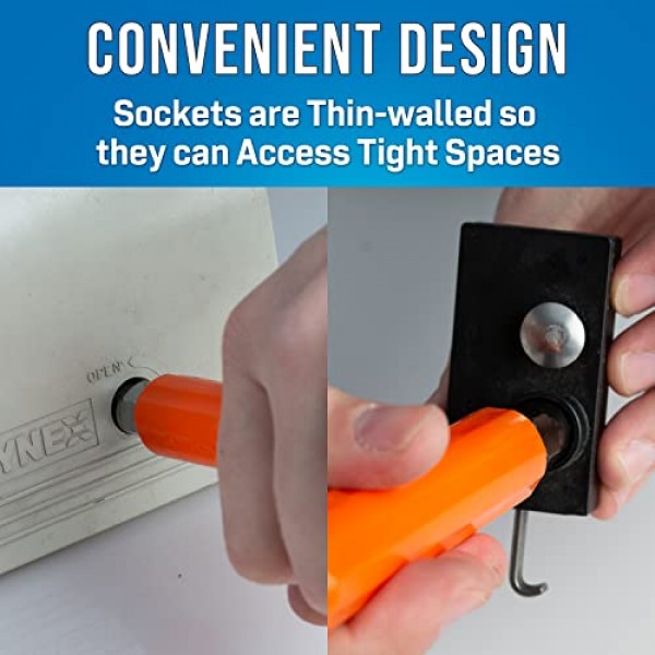 Jonard Tools M-216C/EX, 7/16 및 3/8 육각 소켓과 인체공학적 손잡이가 있는 충격 방지 육각 캔 렌치, 1 직경, 7 길이, 외부