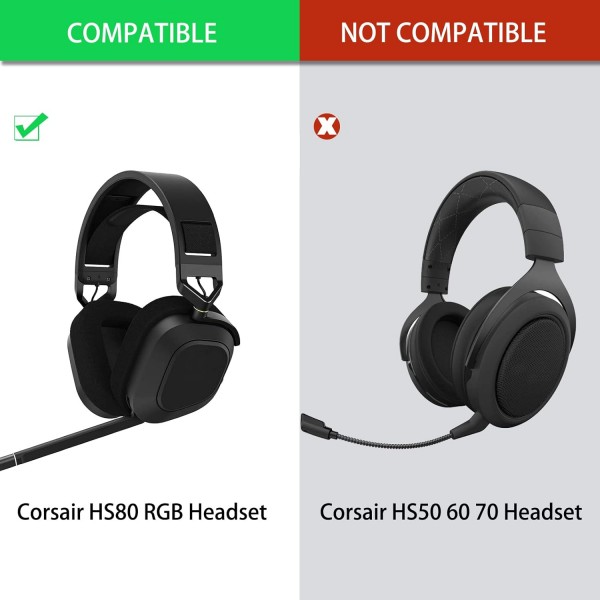 HS80 RGB 두꺼운 업그레이드 품질의 이어 패드 - Corsair HS80 RGB 무선 헤드폰과 호환되는 교체용 이어 패드(블랙 패브릭)