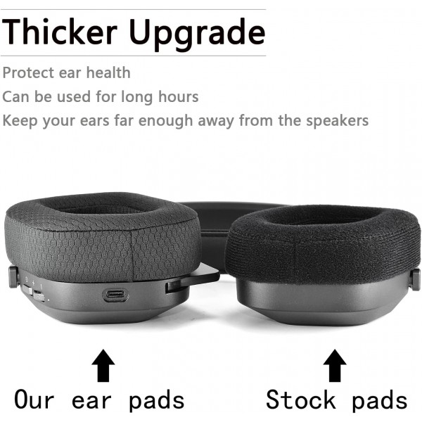 HS80 RGB 두꺼운 업그레이드 품질의 이어 패드 - Corsair HS80 RGB 무선 헤드폰과 호환되는 교체용 이어 패드(블랙 패브릭)