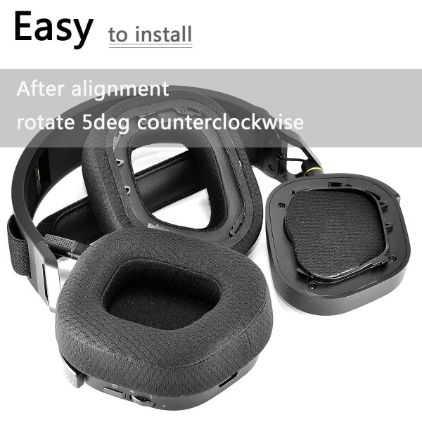 HS80 RGB 두꺼운 업그레이드 품질의 이어 패드 - Corsair HS80 RGB 무선 헤드폰과 호환되는 교체용 이어 패드(블랙 패브릭)