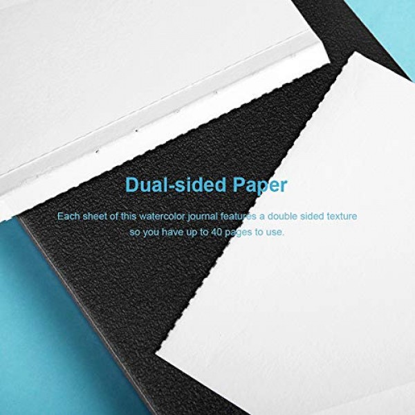 Paul Rubens 미술 용품 ​​수채화 용지, 100% 면 핫 프레스 수채화 저널 3.8'' x 5.2'', 20매(140lb/300gsm), 수채화용 무산성, 구아슈, 아크릴