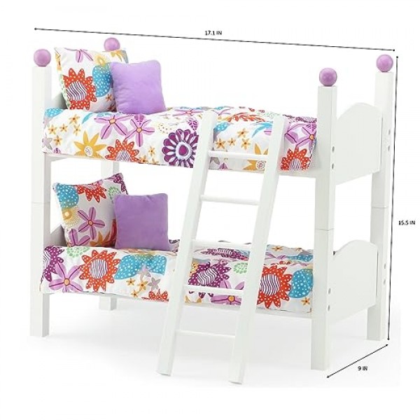 Emily Rose 14인치 인형 가구 침대 액세서리 - 쌓을 수 있는 싱글 2개 14