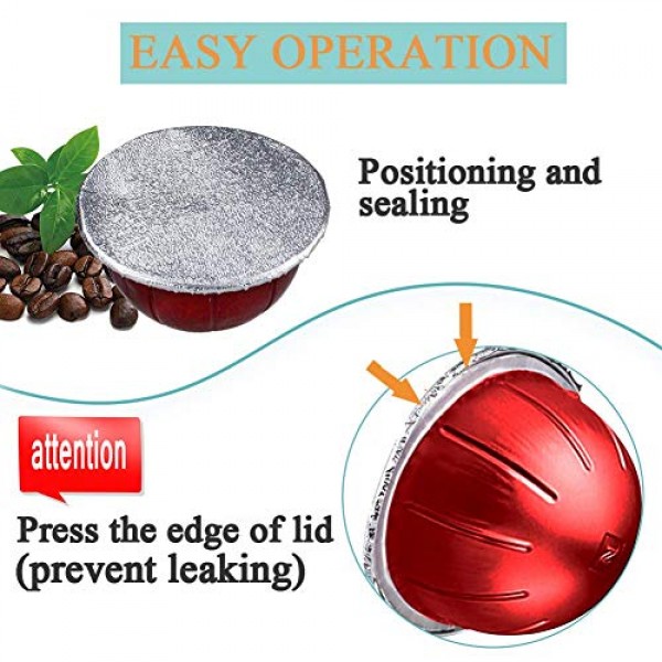 CAPMESSO 알루미늄 호일 뚜껑은 Vertuoline 캡슐을 재사용합니다. Nespresso VertuoLine 머신과 호환되는 커피 포드 64mm(100개/패키지)