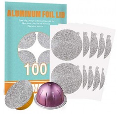 CAPMESSO 알루미늄 호일 뚜껑은 Vertuoline 캡슐을 재사용합니다. Nespresso VertuoLine 머신과 호환되는 커피 포드 64mm(100개/패키지)