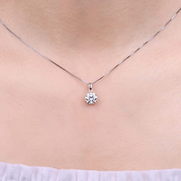 JewelryPalace 라운드 컷 1.5ct 2ct 3ct 모이사나이트 목걸이 펜던트, 신부용 주얼리 세트, 여성용 목걸이 925 실버 스톤 포함, 주얼리 여아 여성 로즈 골드 45 cm