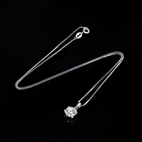 JewelryPalace 라운드 컷 1.5ct 2ct 3ct 모이사나이트 목걸이 펜던트, 신부용 주얼리 세트, 여성용 목걸이 925 실버 스톤 포함, 주얼리 여아 여성 로즈 골드 45 cm