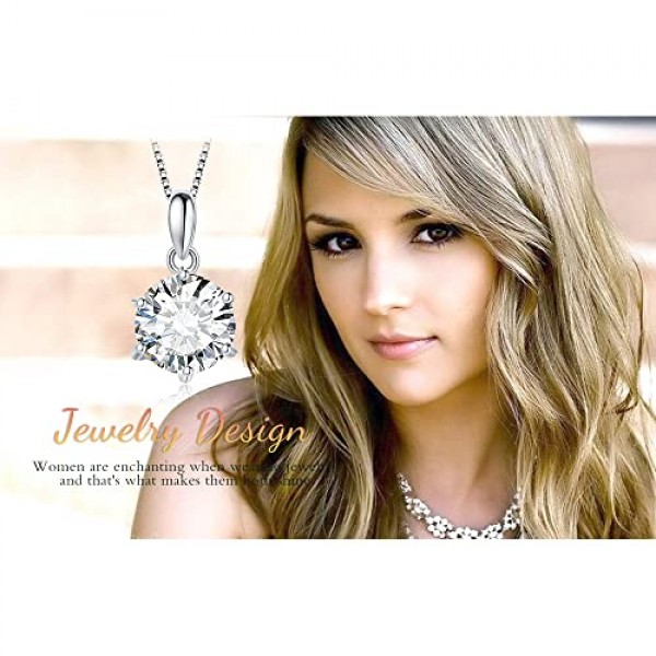 JewelryPalace 라운드 컷 1.5ct 2ct 3ct 모이사나이트 목걸이 펜던트, 신부용 주얼리 세트, 여성용 목걸이 925 실버 스톤 포함, 주얼리 여아 여성 로즈 골드 45 cm