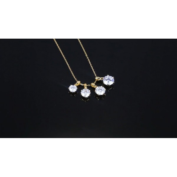 JewelryPalace 라운드 컷 1.5ct 2ct 3ct 모이사나이트 목걸이 펜던트, 신부용 주얼리 세트, 여성용 목걸이 925 실버 스톤 포함, 주얼리 여아 여성 로즈 골드 45 cm