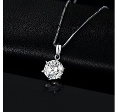 JewelryPalace 라운드 컷 1.5ct 2ct 3ct 모이사나이트 목걸이 펜던트, 신부용 주얼리 세트, 여성용 목걸이 925 실버 스톤 포함, 주얼리 여아 여성 로즈 골드 45 cm