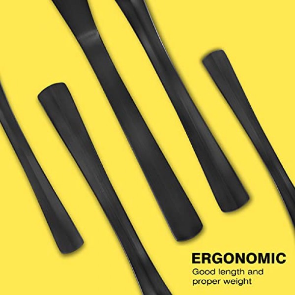 무광택 검정색 은식기 세트, BENNLY 20피스 식기류 세트, 4인용 스테인레스 스틸 식기 서비스, 가정 및 식당용 식기 수저 세트, 나이프/포크/스푼 포함, 새틴 마감, 식기세