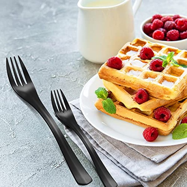 무광택 검정색 은식기 세트, BENNLY 20피스 식기류 세트, 4인용 스테인레스 스틸 식기 서비스, 가정 및 식당용 식기 수저 세트, 나이프/포크/스푼 포함, 새틴 마감, 식기세