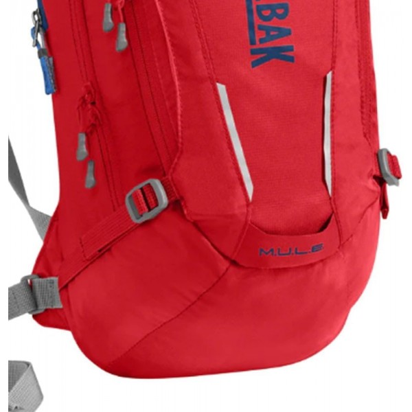 CamelBak M.U.L.E. 12 산악 자전거 하이드레이션 팩, 간편한 리필, 마그네틱 튜브 잠금 장치, 2.8L, 알루미늄/블랙 FIRED BRICK/블랙