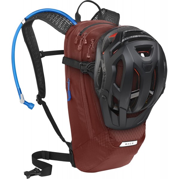CamelBak M.U.L.E. 12 산악 자전거 하이드레이션 팩, 간편한 리필, 마그네틱 튜브 잠금 장치, 2.8L, 알루미늄/블랙 FIRED BRICK/블랙