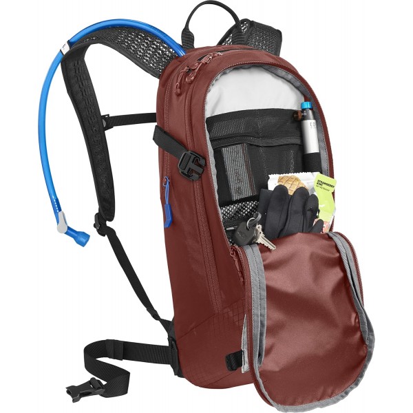 CamelBak M.U.L.E. 12 산악 자전거 하이드레이션 팩, 간편한 리필, 마그네틱 튜브 잠금 장치, 2.8L, 알루미늄/블랙 FIRED BRICK/블랙