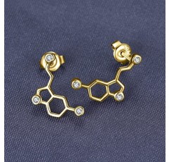 JewelryPalace 도파민 세로토닌 분자 0.2ct 큐빅 지르코니아 스터드 귀걸이 925 스털링 실버 로즈 골드