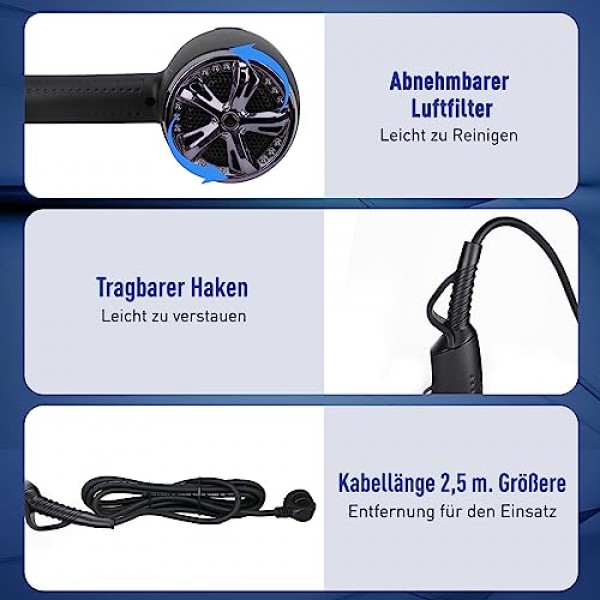 HappyGoo 이온 헤어 드라이어 전문가용 헤어 드라이어 2400W 헤어 드라이어 2022(디퓨저 1개, 스타일링 노즐 2개, 가열 3개 및 속도 레벨 2개, 2.5미터 길이의 전원 케이블, 가