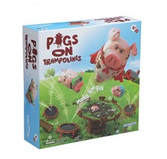 Pigs on Trampolines - 어린이 보드 게임 및 가족 게임 - 기술 및 액션 - 날아다니는 돼지를 진흙에 바운스하세요 - 2~3인용 - 소년, 소녀, 6세 이상 어린이용