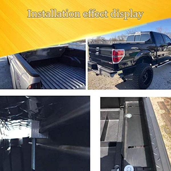 Miytsya 4 PCS 트럭 도구 상자 타이 다운, 알루미늄 합금 J 형 장착 클립, 단단히 트럭 도구 상자 케이블 타이 후크, 픽업 트럭 도구 상자 타이 다운 키트 (검은색)