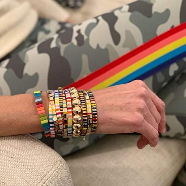 KELITCH 다채로운 미유키 비즈 스트레치 팔찌 패션 Tila 비치 팔찌 여성 여성용 Stackable Bangle