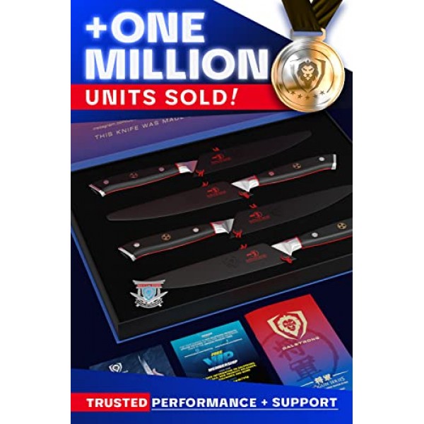 DALSTRONG 스테이크 나이프 세트 - 5인치 - Shogun 시리즈 ELITE - 다마스커스 - 일본식 AUS-10V 슈퍼 스틸 - 4피스 - 면도칼 날카로운 필렛 나이프 - 테이블 세트 - 면도칼 날카로