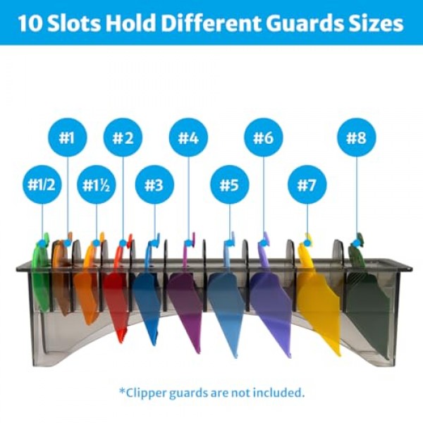 Perfitech 클리퍼 가드 홀더 정리함(10개 슬롯 포함), 검정색