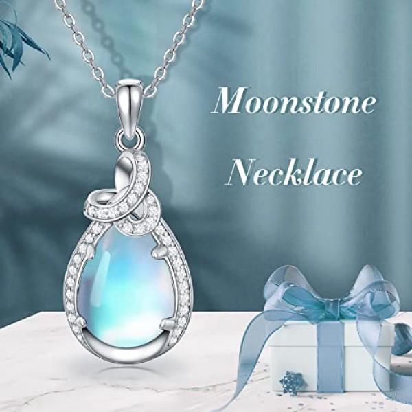 VONALA 스털링 실버 청록색 월장석 체인 펜던트 목걸이 Boho Jewellery 여성용 여성용