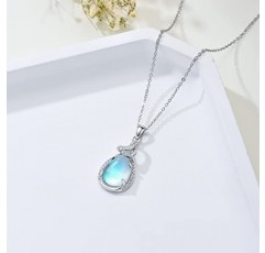 VONALA 스털링 실버 청록색 월장석 체인 펜던트 목걸이 Boho Jewellery 여성용 여성용