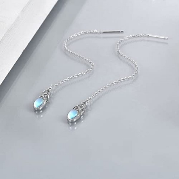 여성을위한 925 스털링 실버 Threader 귀걸이 긴 체인 귀걸이를 통해 스털링 실버 여성을위한 보석 선물 청소년