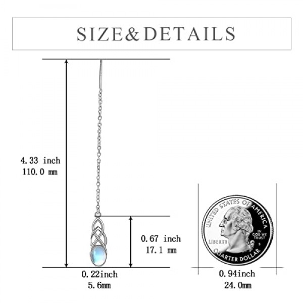 여성을위한 925 스털링 실버 Threader 귀걸이 긴 체인 귀걸이를 통해 스털링 실버 여성을위한 보석 선물 청소년
