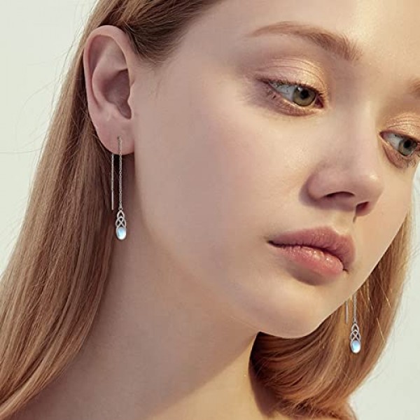 여성을위한 925 스털링 실버 Threader 귀걸이 긴 체인 귀걸이를 통해 스털링 실버 여성을위한 보석 선물 청소년