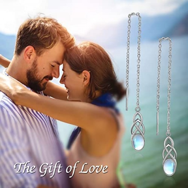 여성을위한 925 스털링 실버 Threader 귀걸이 긴 체인 귀걸이를 통해 스털링 실버 여성을위한 보석 선물 청소년