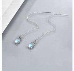 여성을위한 925 스털링 실버 Threader 귀걸이 긴 체인 귀걸이를 통해 스털링 실버 여성을위한 보석 선물 청소년