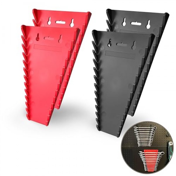 C&T 2팩 마그네틱 렌치 정리함, 마그네틱 렌치 홀더, SAE 및 미터법, 프리미엄 품질 렌치 랙, 1/4 - 1/16, 6mm-24mm