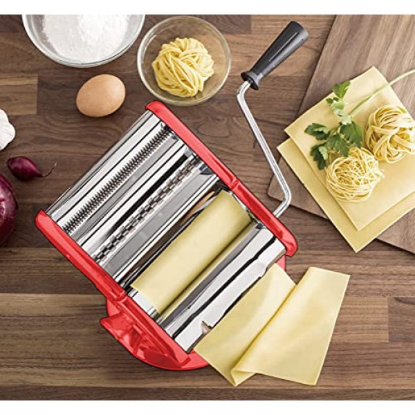 최고의 파스타 기계 - 스테인레스 스틸 파스타 롤러 기계의 미끄럼 방지 사용을 위한 특허받은 고유한 흡입 베이스 - 150mm - 파스타 커터, 핸드 크랭크 및 레시피 포함