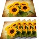 레트로 해바라기 플레이스 매트 4 PVC 해바라기 테이블 매트 세트 미끄럼 방지 내열성 빈티지 노란색 꽃 플레이스 매트 홈 주방 식탁 용 빨 가능