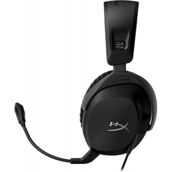 HyperX Cloud Stinger 2 - 크기 조정, 마이크가 있는 경량 오버이어 헤드셋, 마이크를 뒤집어 음소거, 50mm 드라이버, PC 호환 가능, 블랙 블랙 원 사이즈 Stinger 2