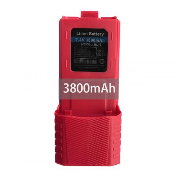 BAOFENG BF-F8HP 배터리 BL-5 확장 3800mAh GMRS 햄 라디오 UV-5R 시리즈용 대용량 리튬 이온 교체(빨간색)