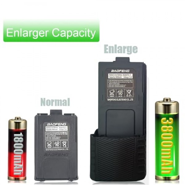 BAOFENG BF-F8HP 배터리 BL-5 확장 3800mAh GMRS 햄 라디오 UV-5R 시리즈용 대용량 리튬 이온 교체(빨간색)