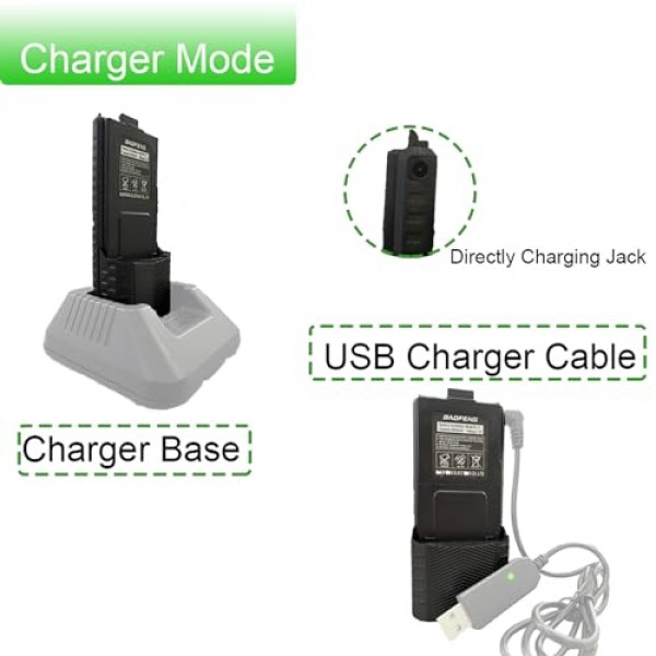 BAOFENG BF-F8HP 배터리 BL-5 확장 3800mAh GMRS 햄 라디오 UV-5R 시리즈용 대용량 리튬 이온 교체(빨간색)