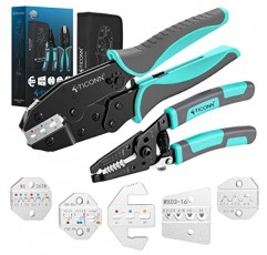 열수축 커넥터용 TICONN 압착 도구 - 래칫팅 와이어 크림퍼 - 압착 플라이어 - 래칫 터미널 크림퍼 - 와이어 압착 도구(콤보 키트)