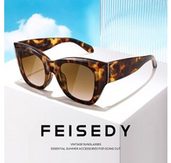 Feisedy 빈티지 스퀘어 선글라스 여성 럭셔리 트렌디 오버 사이즈 안경 uv400 보호 기능이있는 두꺼운 프레임 그늘 b2378