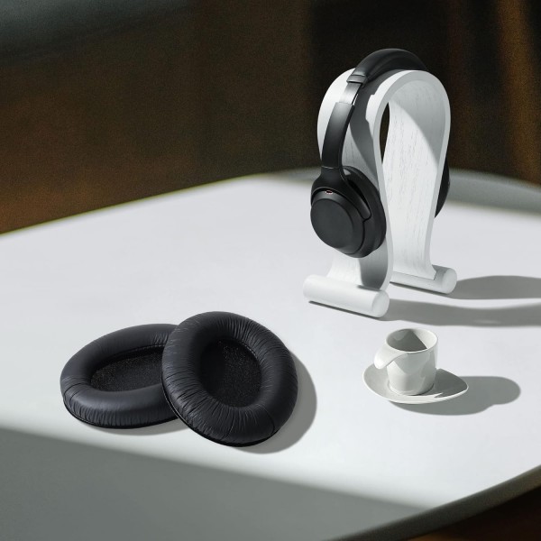 Sennheiser HD201 / HD206 / HD180 / HD200 Pro 패드와 호환되는 kwmobile 2X 이어 패드 - 오버이어 헤드폰용 합성 가죽 헤드폰 패드 블랙