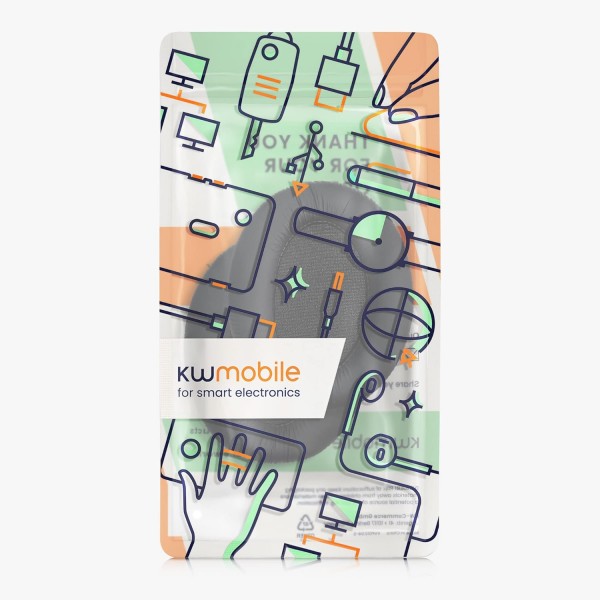 Sennheiser HD201 / HD206 / HD180 / HD200 Pro 패드와 호환되는 kwmobile 2X 이어 패드 - 오버이어 헤드폰용 합성 가죽 헤드폰 패드 블랙