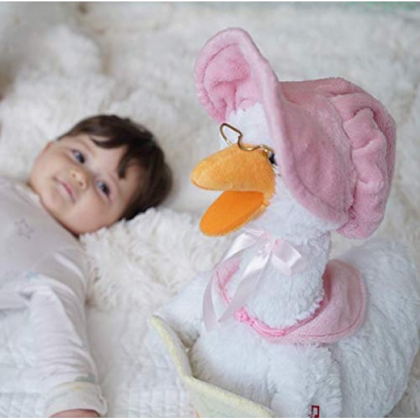 Cuddle Barn Mother Goose Animated Talking 뮤지컬 플러시 장난감, 14인치 매우 부드럽고 꼭 껴안고 싶은 인형 동물의 움직임과 말, 7개의 클래식 동요를 읽고 청취자를 사로잡음 -