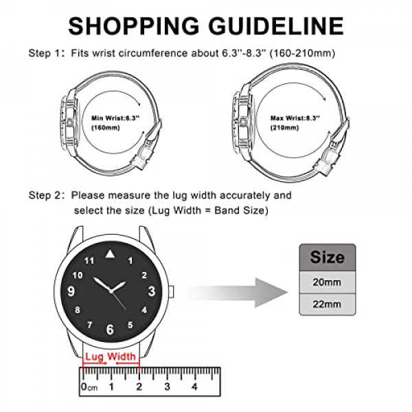 Anbeer 실리콘 퀵 릴리스 시계 스트랩, 20mm 22mm 불소 고무 시계 밴드, 남성용 및 여성용 고무 시계 밴드