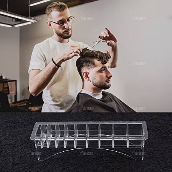 AUEAR, 직사각형 플라스틱 가이드 빗 보관 상자 헤어 도구 용품 주최자 클리퍼 제한 빗 헤어 클리퍼 가드 케이스 홀더 이발사