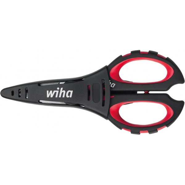 Wiha 160mm SB Prof. elec; 케이블 절단, 스트리핑 및 크림핑을 위한 크림핑 기능이 있는 케이블 가위, 고정 클립이 있는 보호 케이스 포함