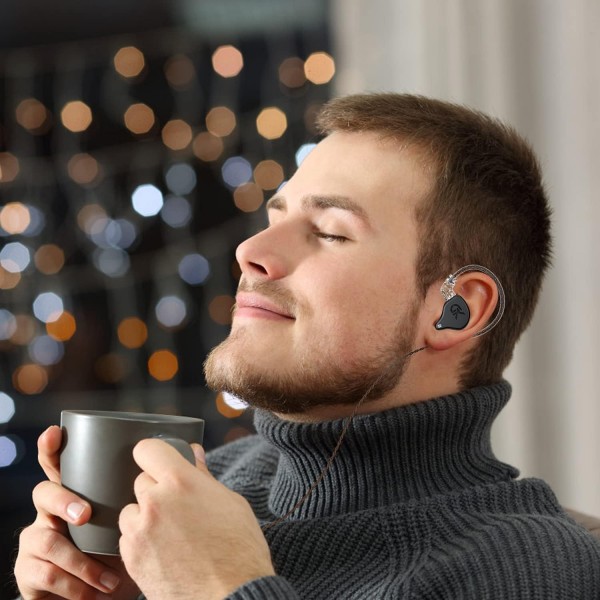 케이블 포함 GK GS10 인이어 헤드폰, 마이크 포함 이어폰, 1DD + 4BA 드라이버, 전문 음악용 헤드폰, HiFi 스테레오(블랙, 마이크 포함)