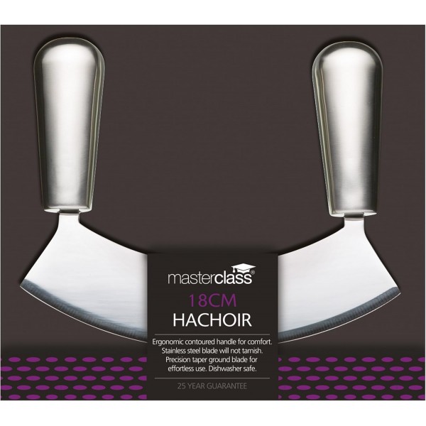 MasterClass Acero 스테인리스 탄소강 싱글 블레이드 Mezzaluna / Hachoir, 18 cm(7
